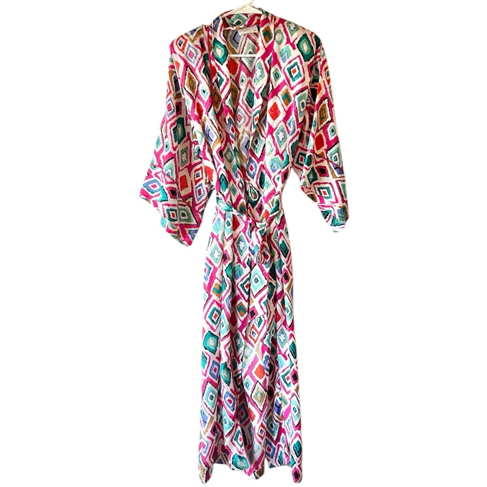 Mary Mcfadden RARE Colorful Boho Rose Robe 80s Vintage‎